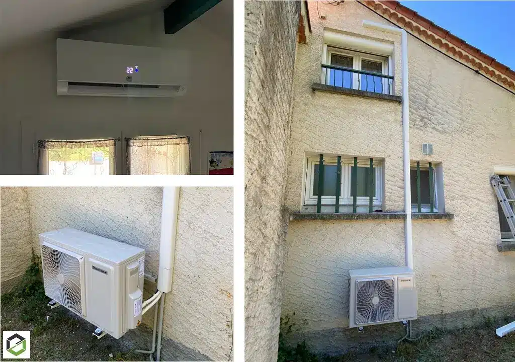 Climatisation réversible posée dans un salon